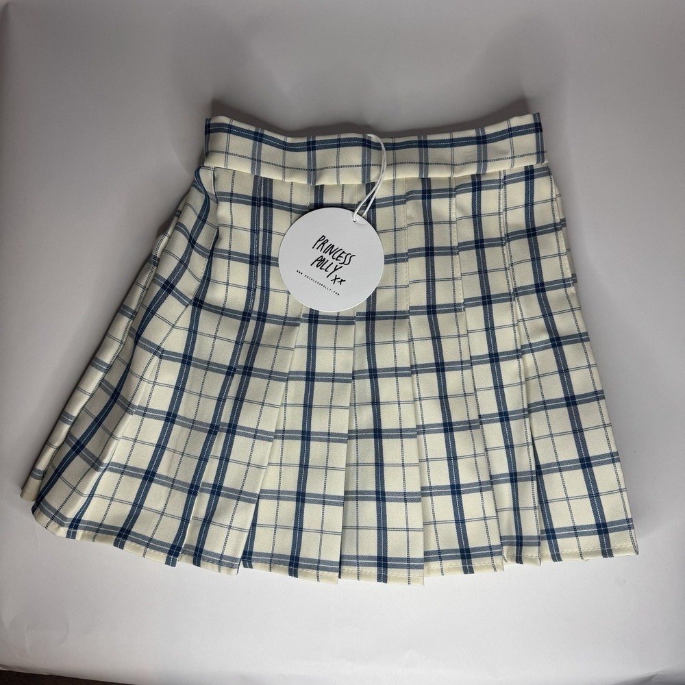 Princess Polly Navy Plaid Pleated Mini Skirt Women's S/M Schoolgirl Y2K Style - Picture 4 of 11